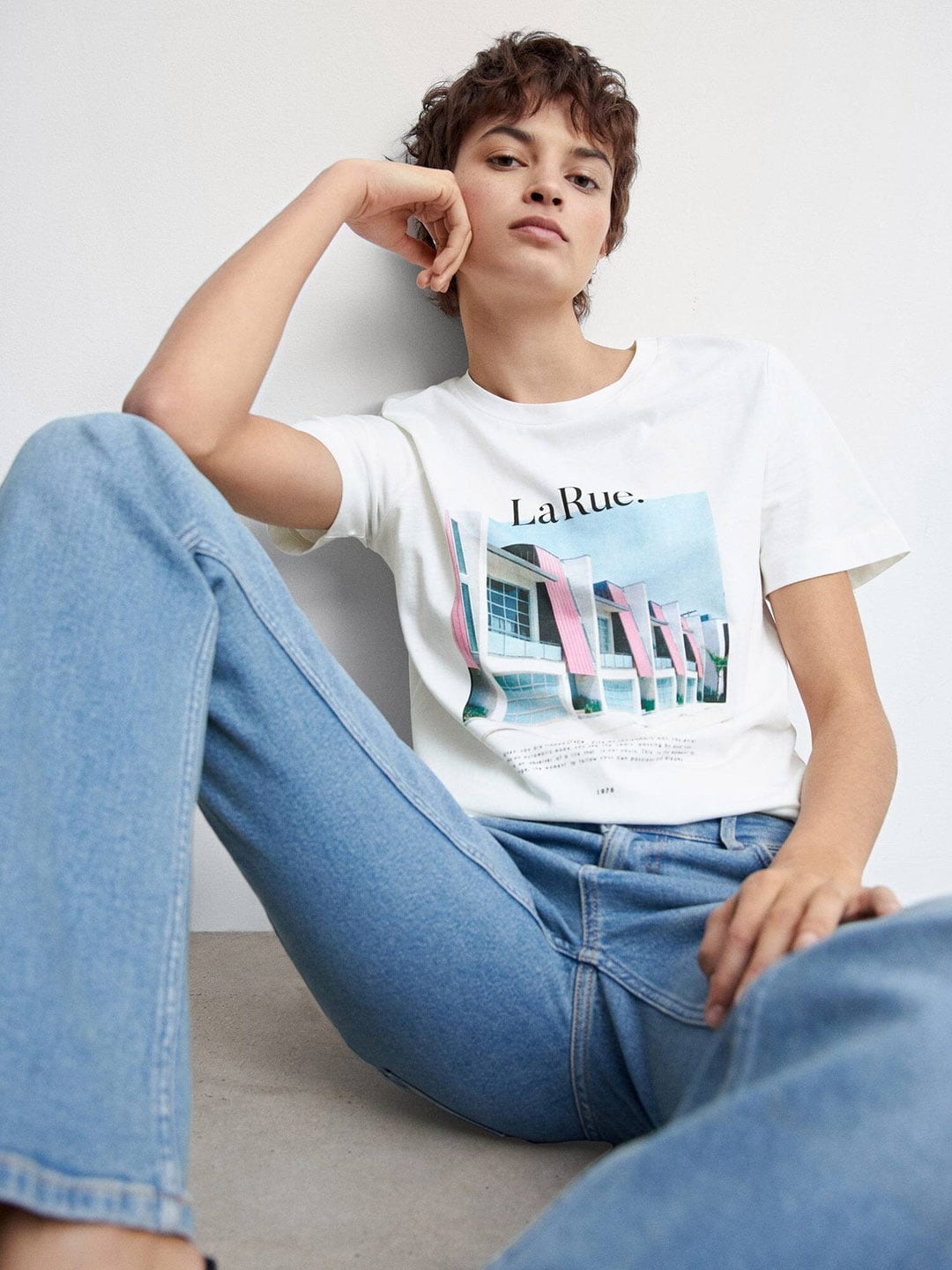 

MANGO Printed Sustainable Cotton T-shirt, White