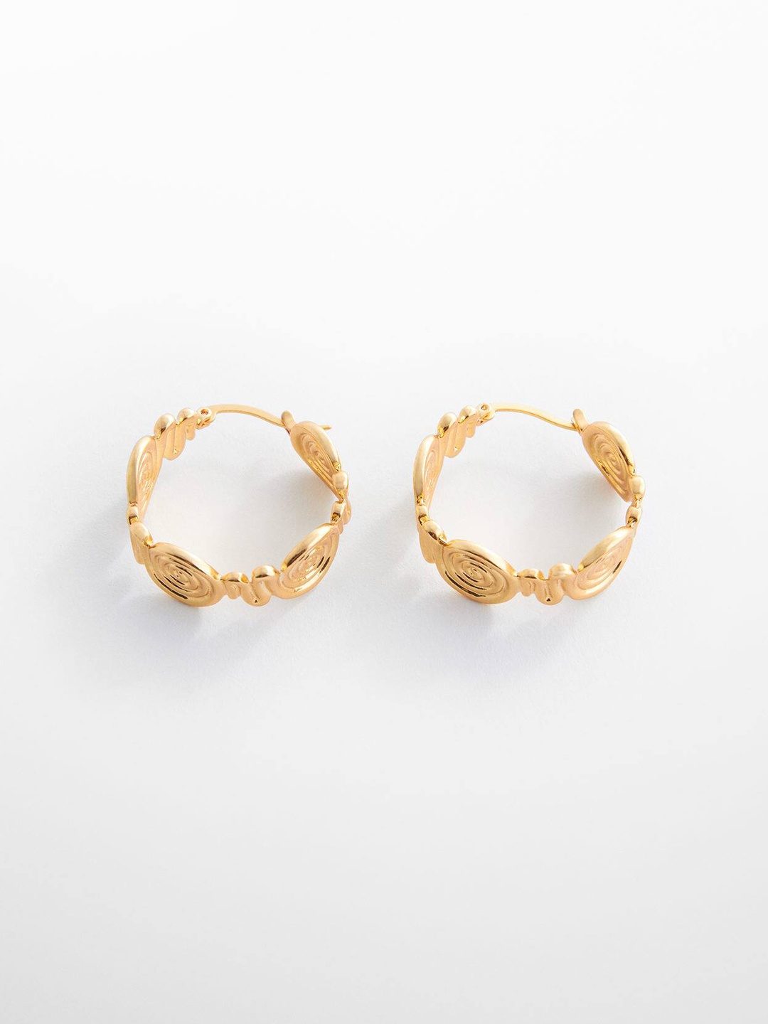 

MANGO Women Spiral Design Circular-Shaped Hoop Earrings, Gold