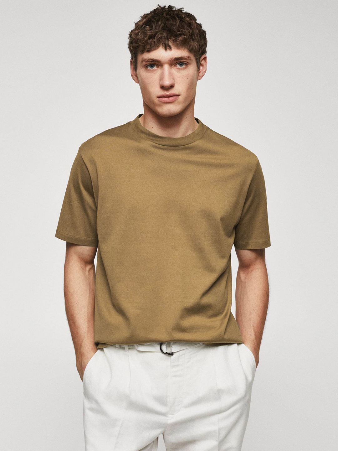 

MANGO MAN Pure Cotton T-shirt, Rust