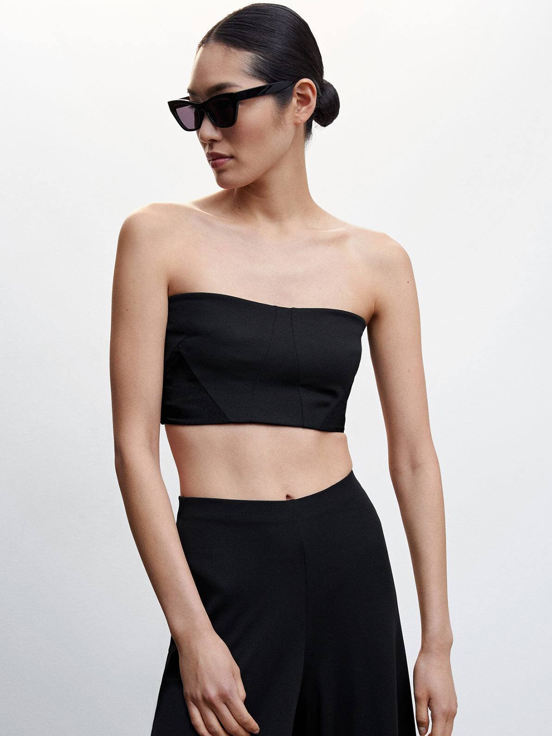 

MANGO Off-Shoulder Tube Top, Black