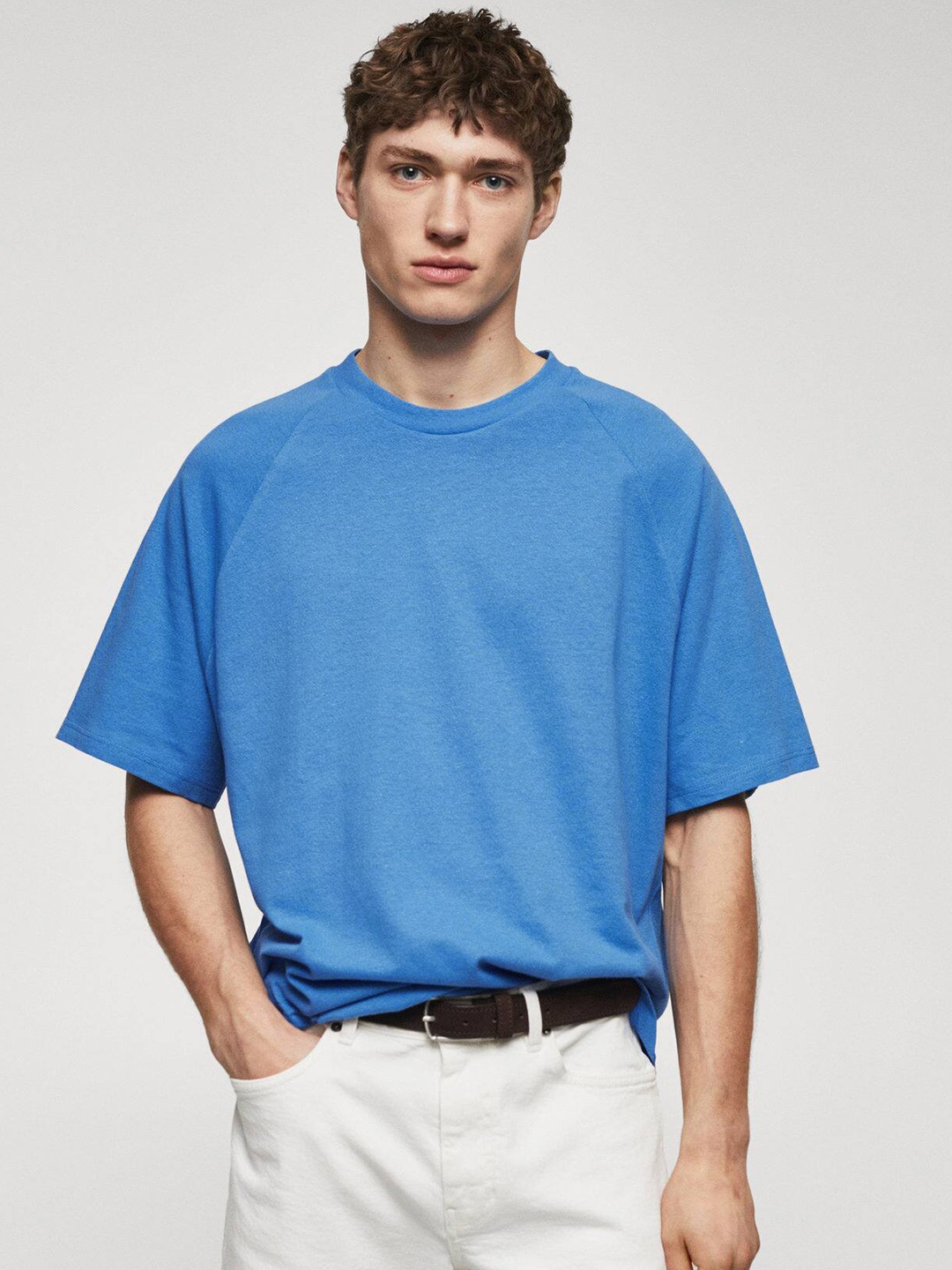 

MANGO MAN Raglan Sleeves Relaxed-Fit T-shirt, Blue