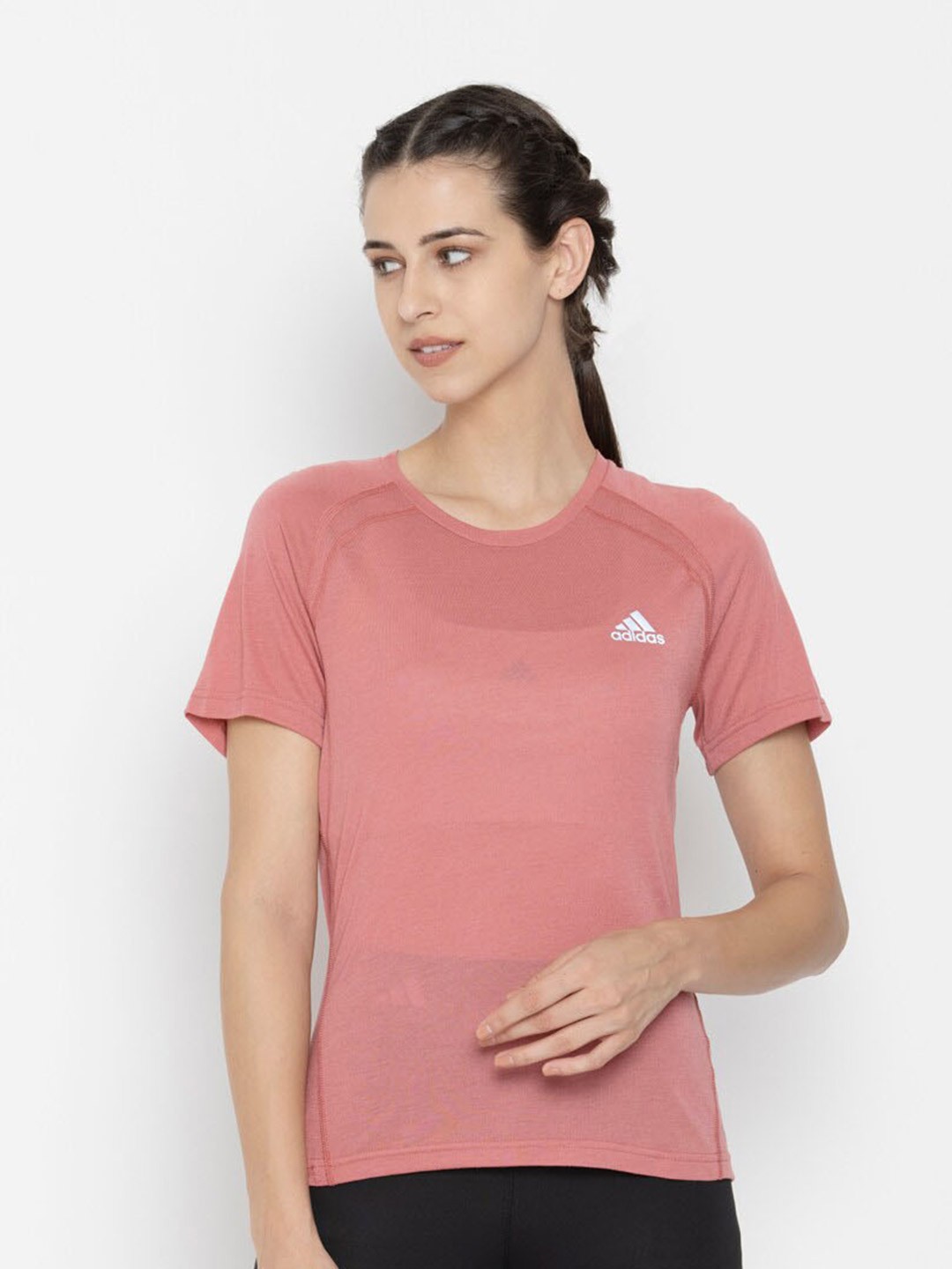 

ADIDAS Women XCITY Brand Logo Printed T-Shirt, Pink