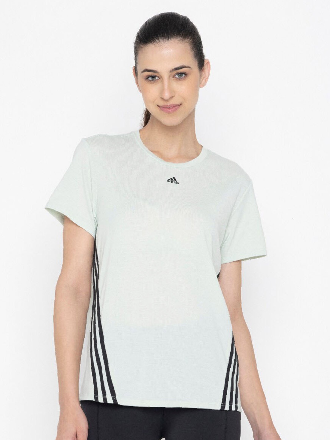

ADIDAS Women WTR ICNS 3S Striped T-Shirt, Blue