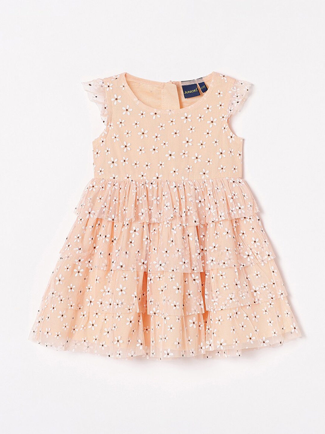 

Juniors by Lifestyle Girls Floral Printed Layered Fit & Flare Dress, Peach