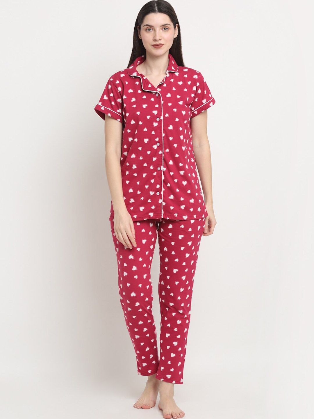 

Creeva Conversational Printed Pure Cotton Night Suit, Maroon