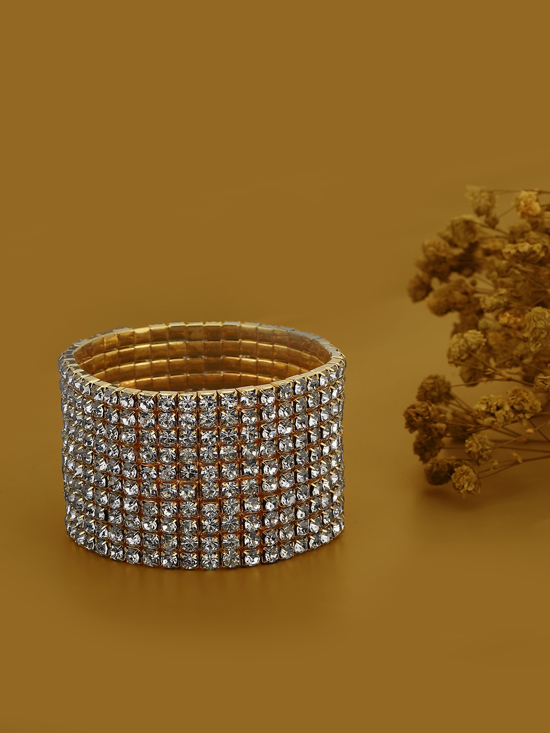 

Carlton London Brass Cubic Zirconia Gold-Plated Bracelet