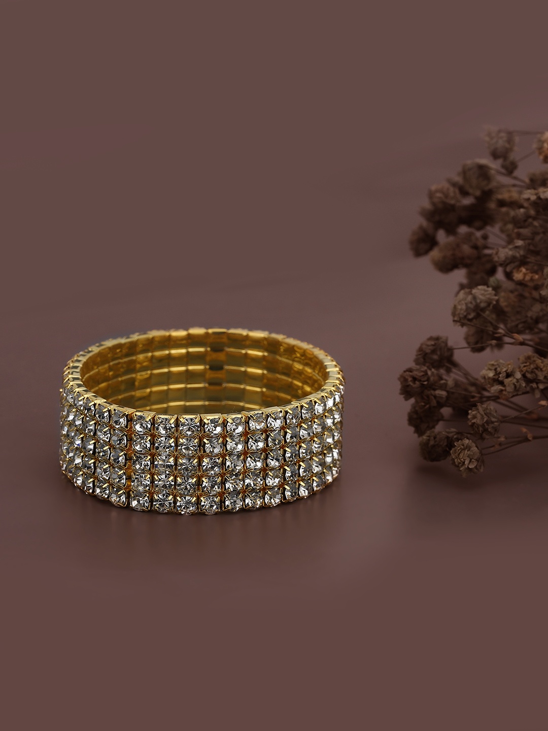 

Carlton London Brass Cubic Zirconia Gold-Plated Bracelet