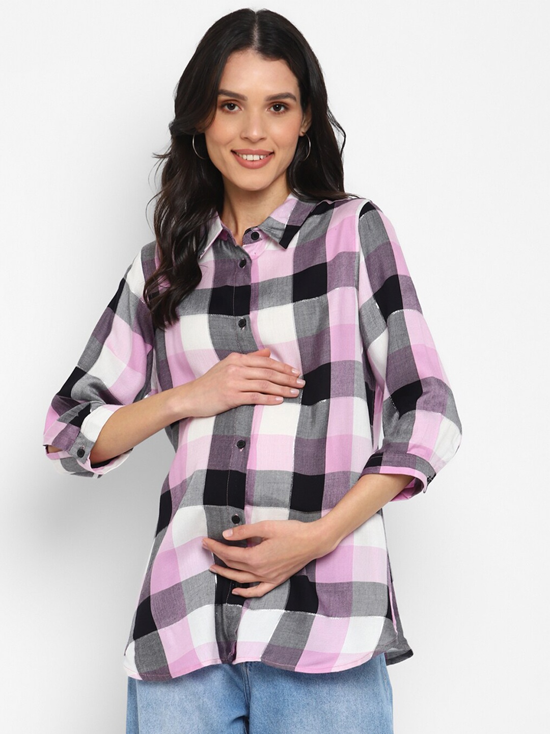

Momsoon Maternity Buffalo Checks Maternity Shirt, White