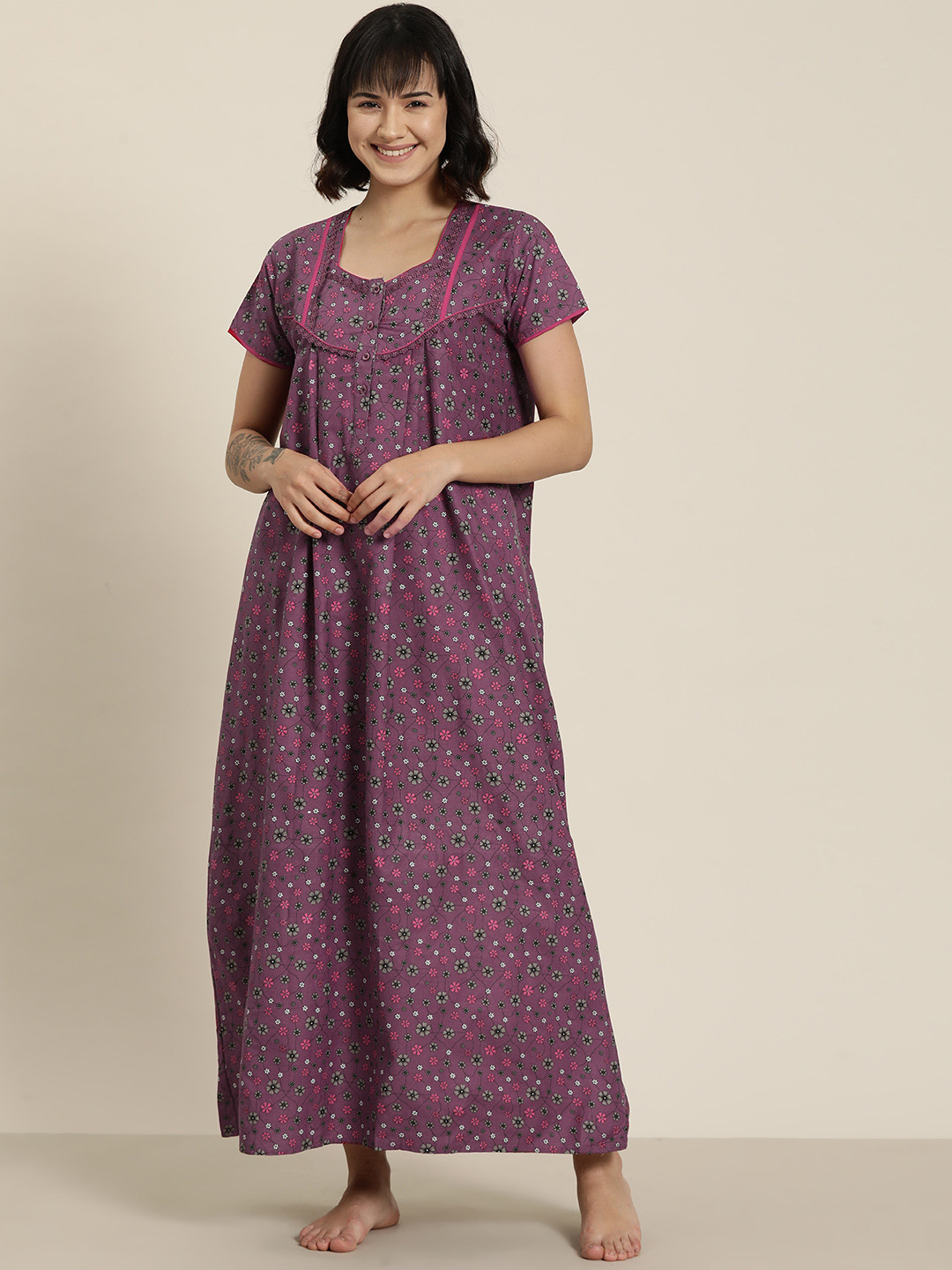 

SDL by Sweet Dreams Floral Printed Maxi Nightdress, Purple
