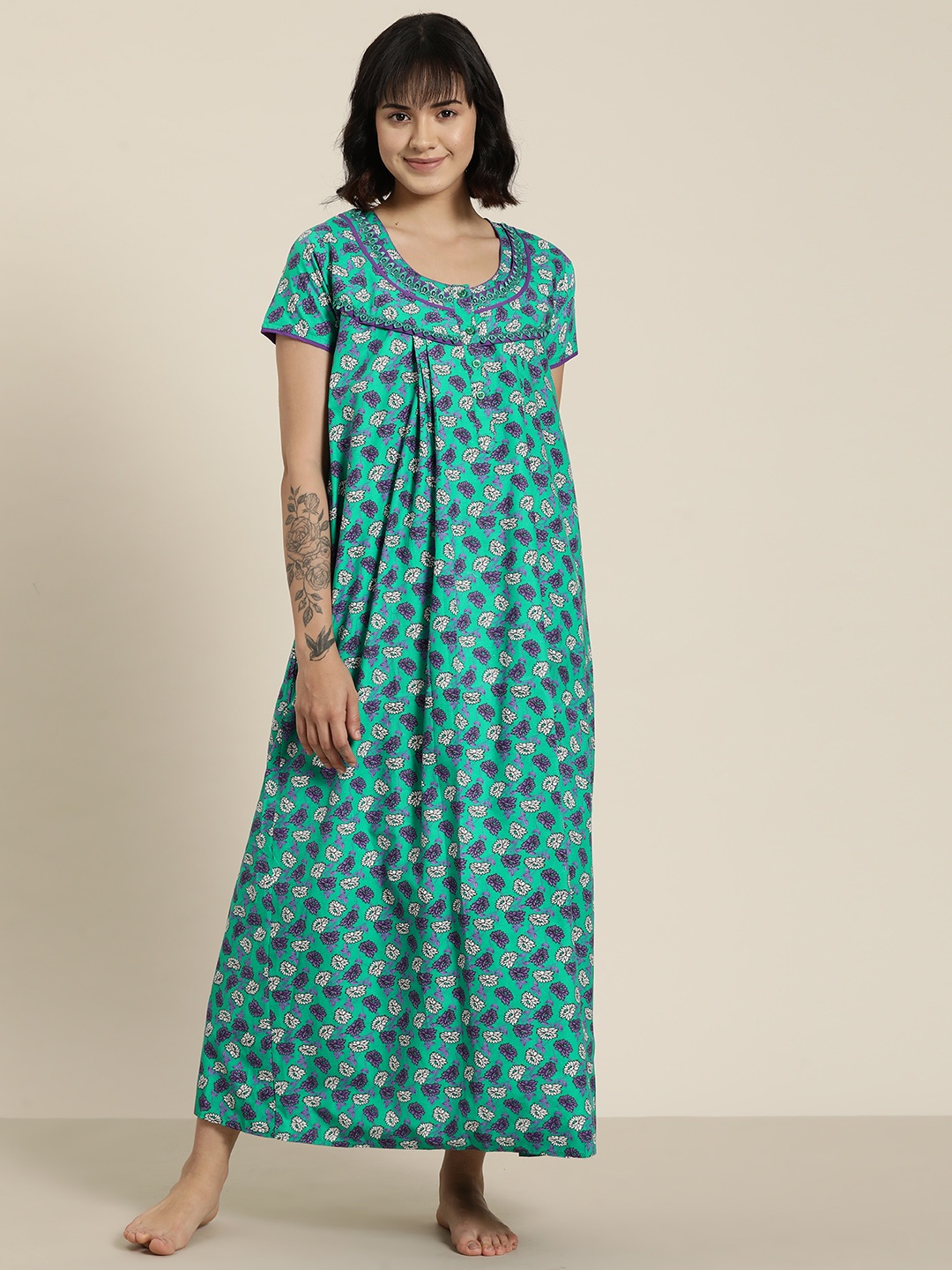

SDL by Sweet Dreams Printed Maxi Nightdress, Green