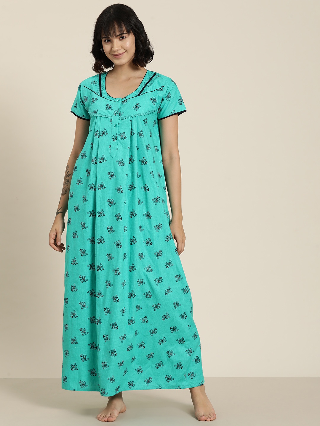 

SDL by Sweet Dreams Printed Maxi Nightdress, Sea green
