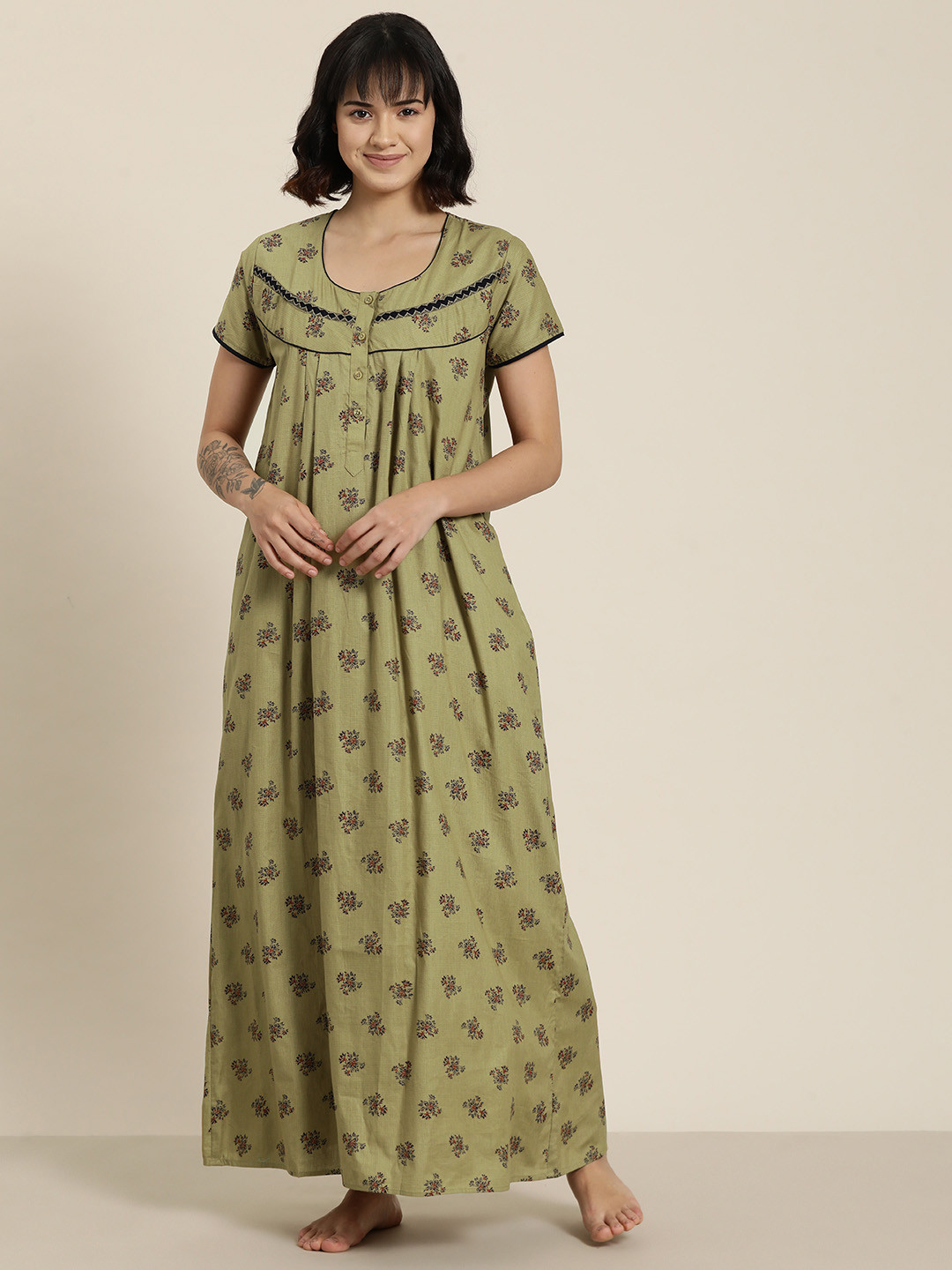 

SDL by Sweet Dreams Printed Maxi Nightdress, Khaki