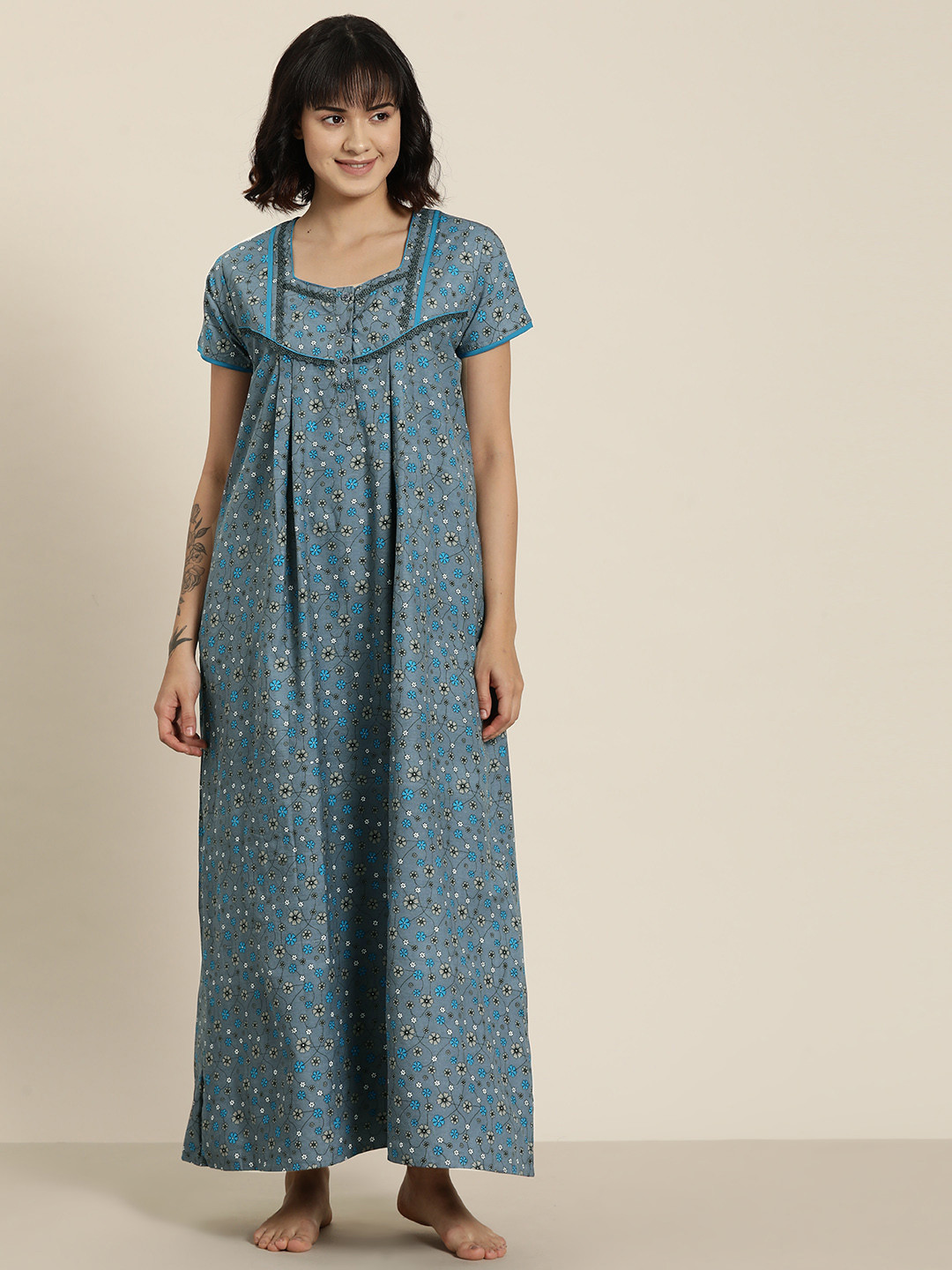 

SDL by Sweet Dreams Floral Printed Maxi Nightdress, Grey