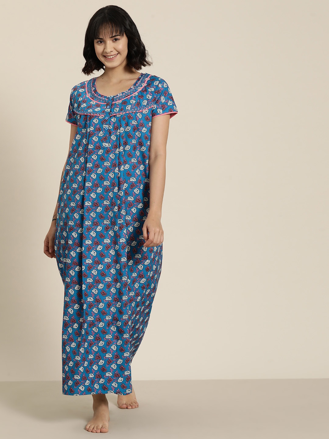 

SDL by Sweet Dreams Printed Maxi Nightdress, Blue