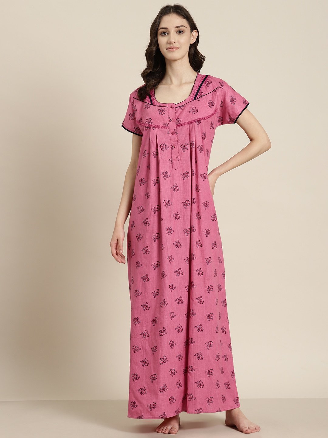 

SDL by Sweet Dreams Cotton Printed Maxi Nightdress, Pink