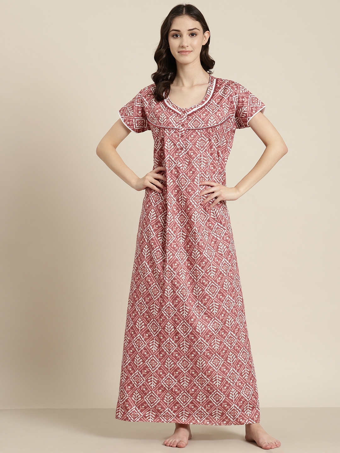

SDL by Sweet Dreams Cotton Printed Maxi Nightdress, Rose
