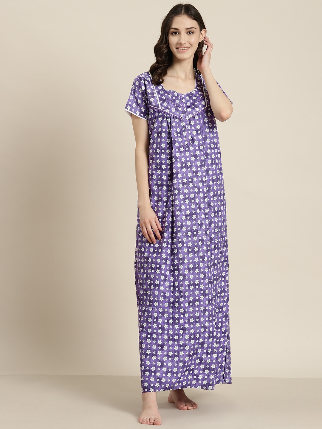 

SDL by Sweet Dreams Cotton Printed Maxi Nightdress, Purple