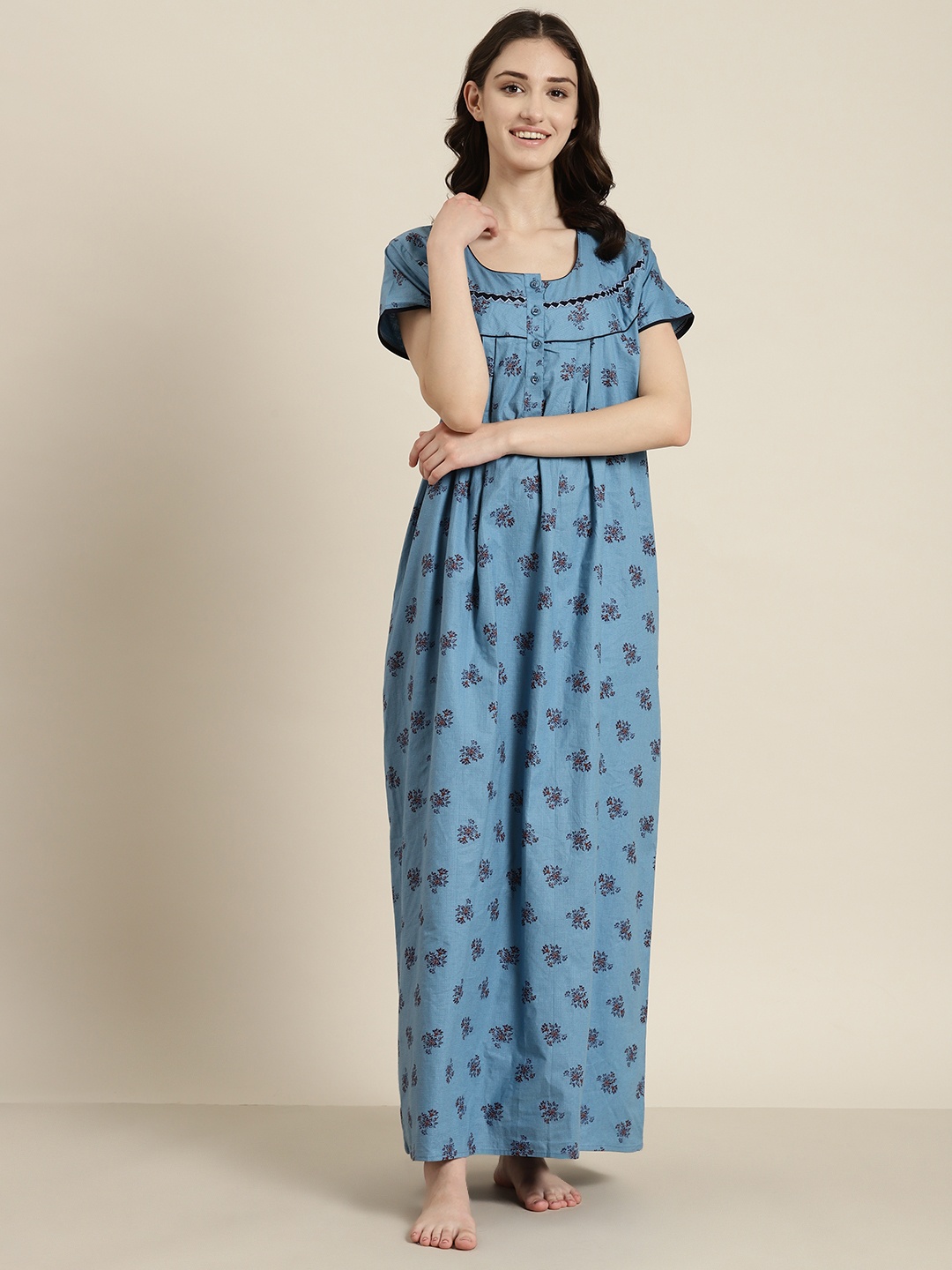 

SDL by Sweet Dreams Printed Maxi Nightdress, Blue