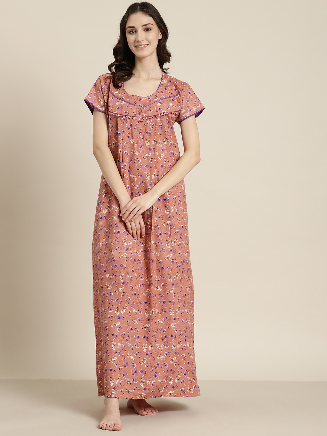 

SDL by Sweet Dreams Floral Print Maxi Nightdress, Rust