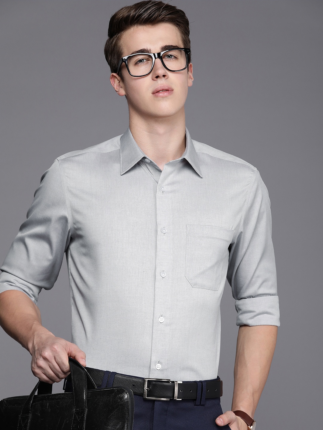 

Louis Philippe Men Pure Cotton Classic Opaque Formal Shirt, Grey
