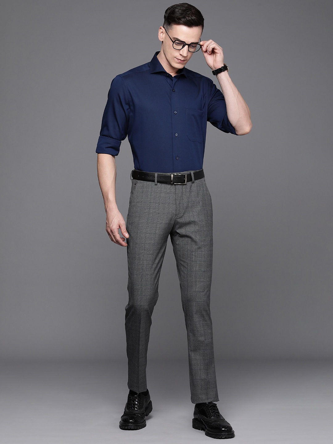 

Louis Philippe Classic Pure Cotton Formal Shirt, Navy blue