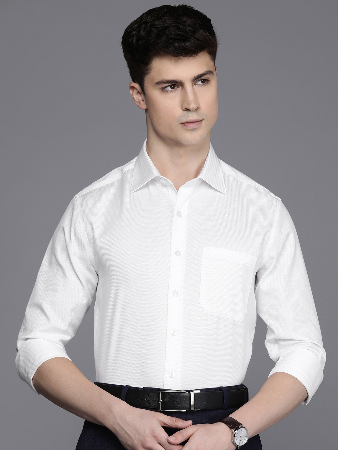 

Louis Philippe Men Pure Cotton Slim Fit Formal Shirt, White