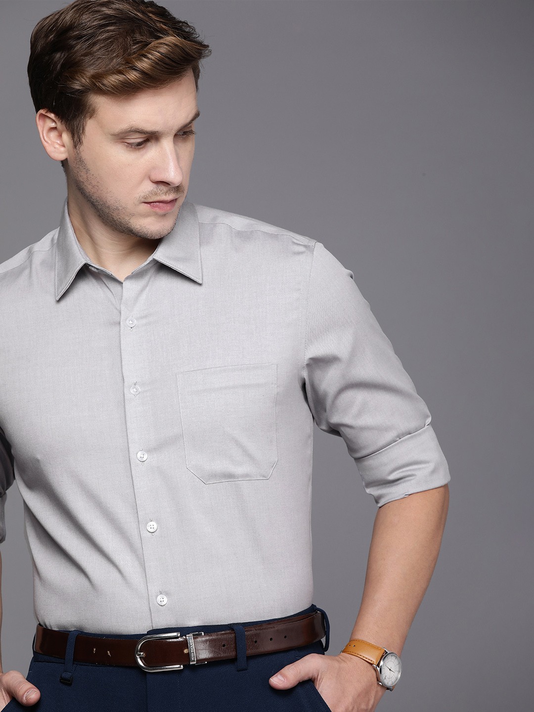

Louis Philippe Pure Cotton Slim Fit Formal Shirt, Grey