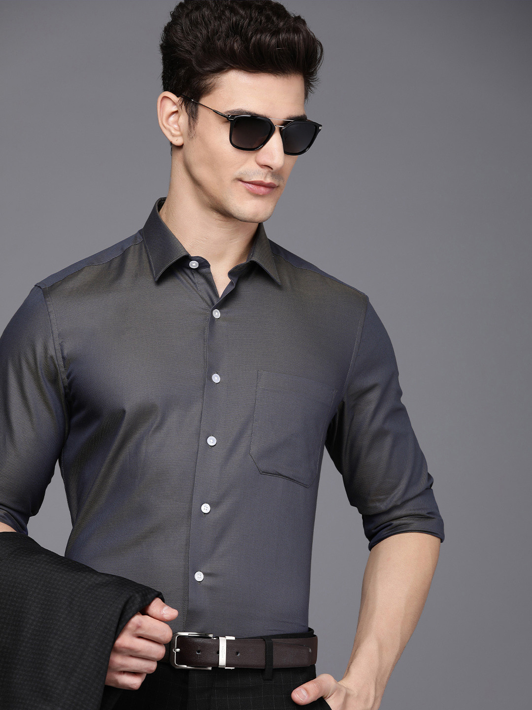 

Louis Philippe Slim Fit Pure Cotton Formal Shirt, Charcoal