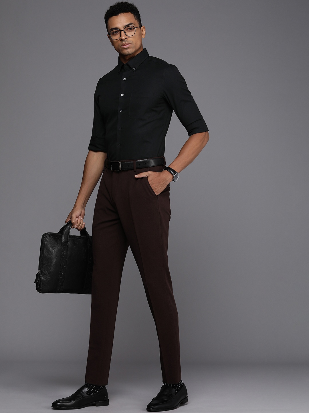 

Louis Philippe Super Slim Fit Pure Cotton Formal Shirt, Black