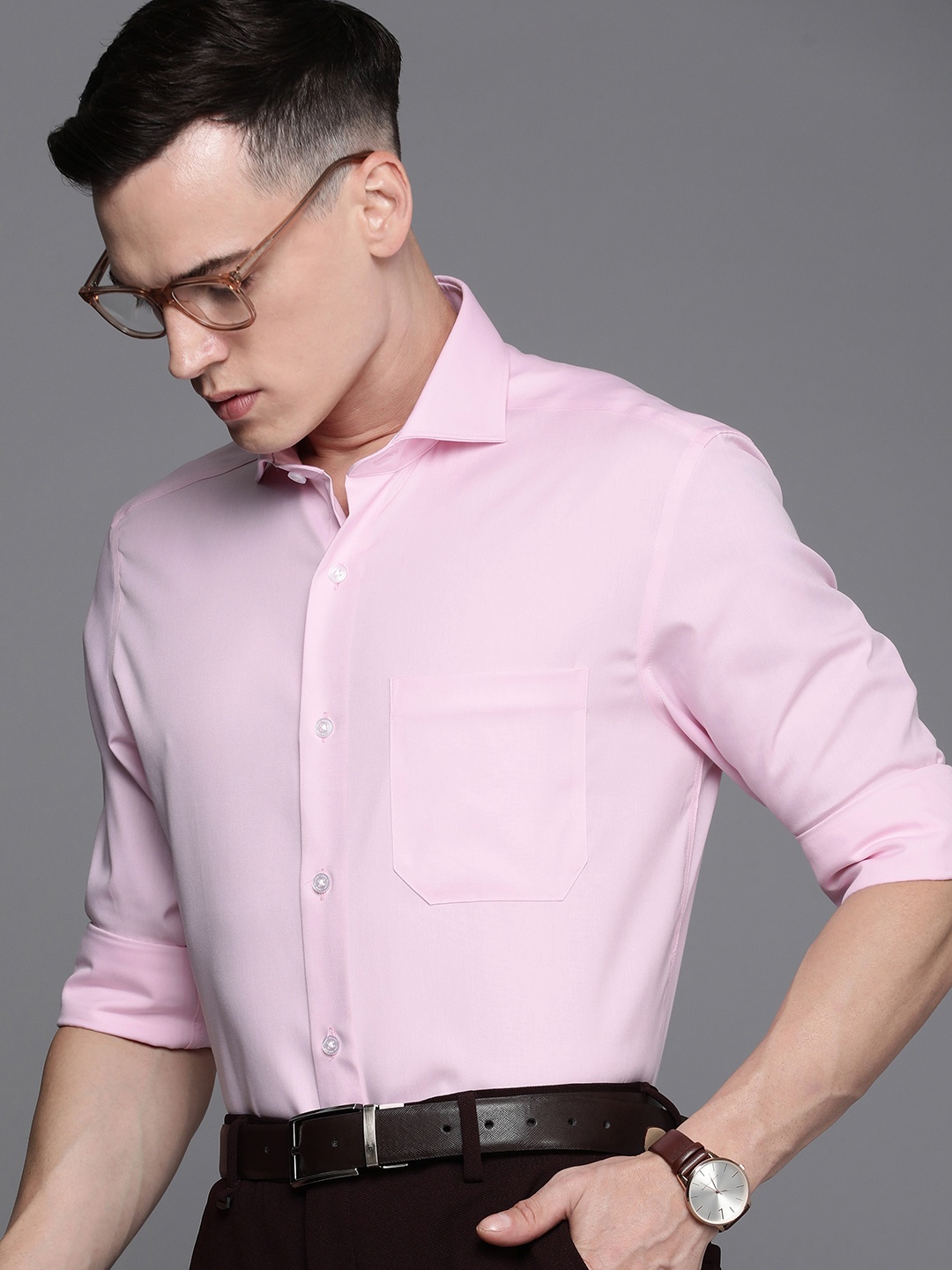 

Louis Philippe Classic Opaque Pure Cotton Formal Shirt, Pink