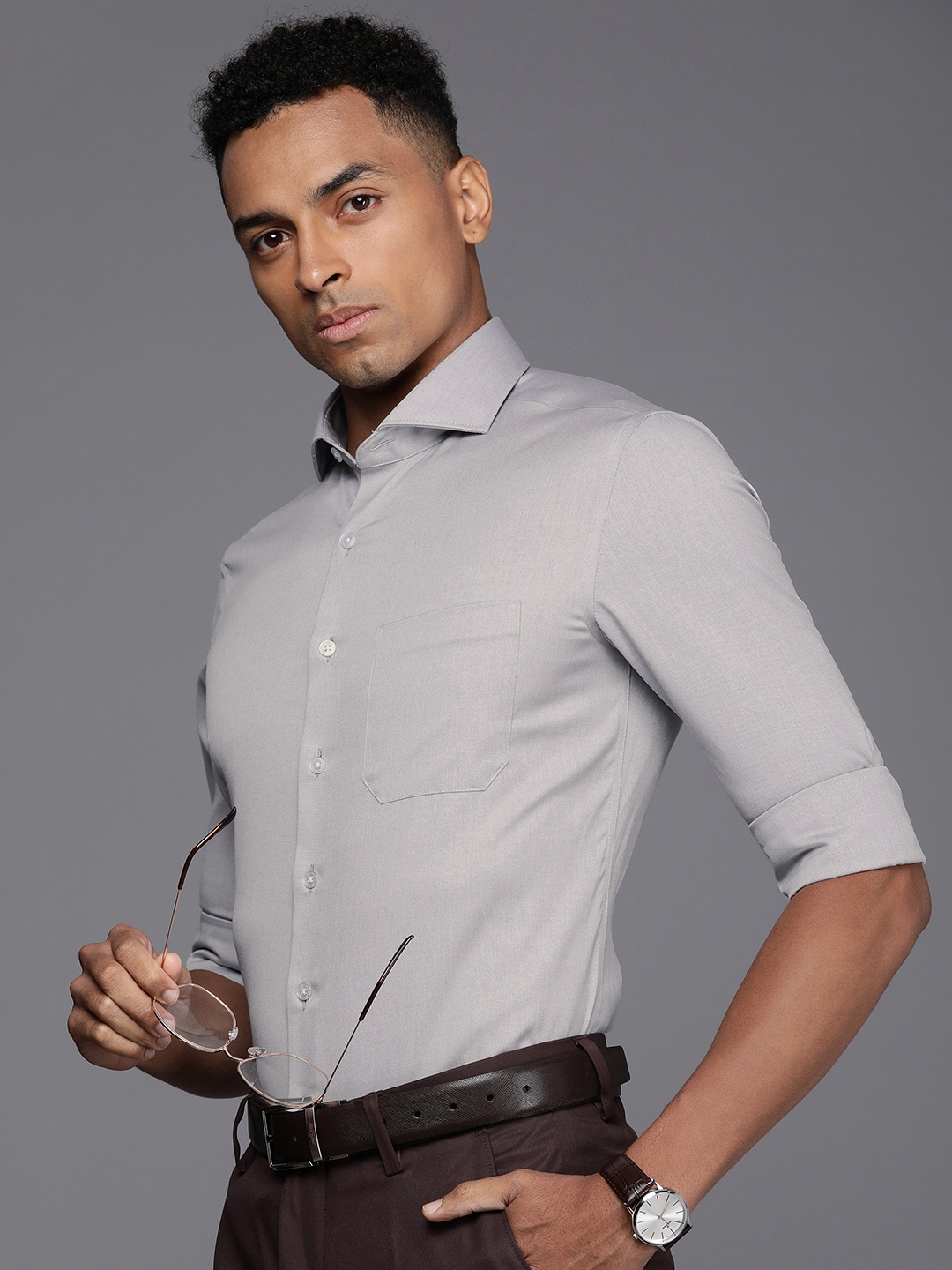 

Louis Philippe Super Slim Fit Pure Cotton Formal Shirt, Grey