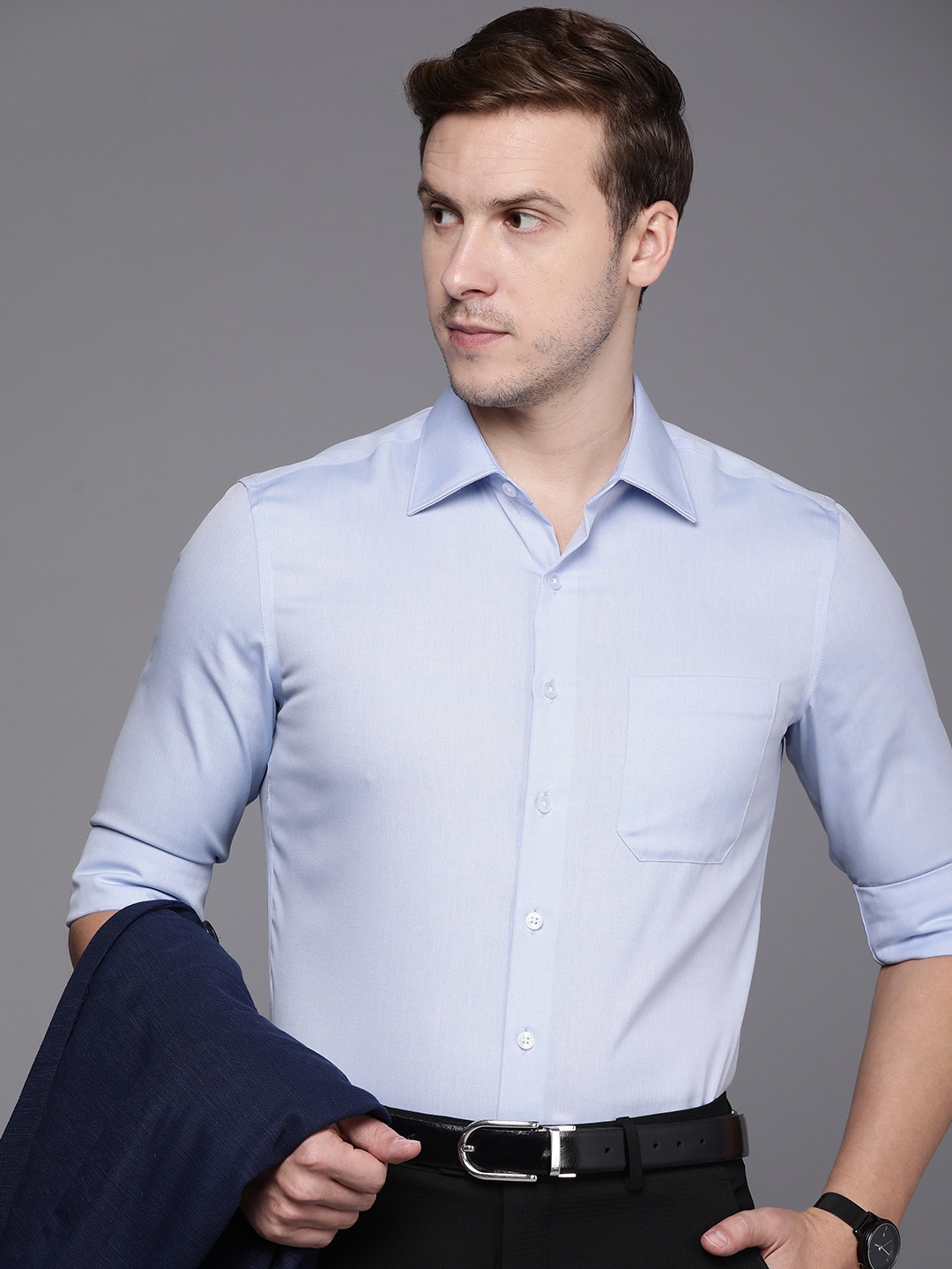 

Louis Philippe Pure Cotton Super Slim Fit Formal Shirt, Blue
