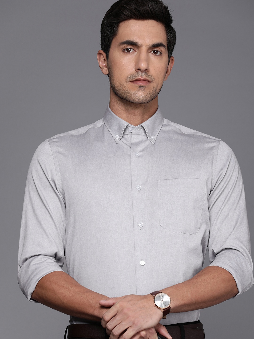 

Louis Philippe Men Pure Cotton Classic Opaque Formal Shirt, Grey