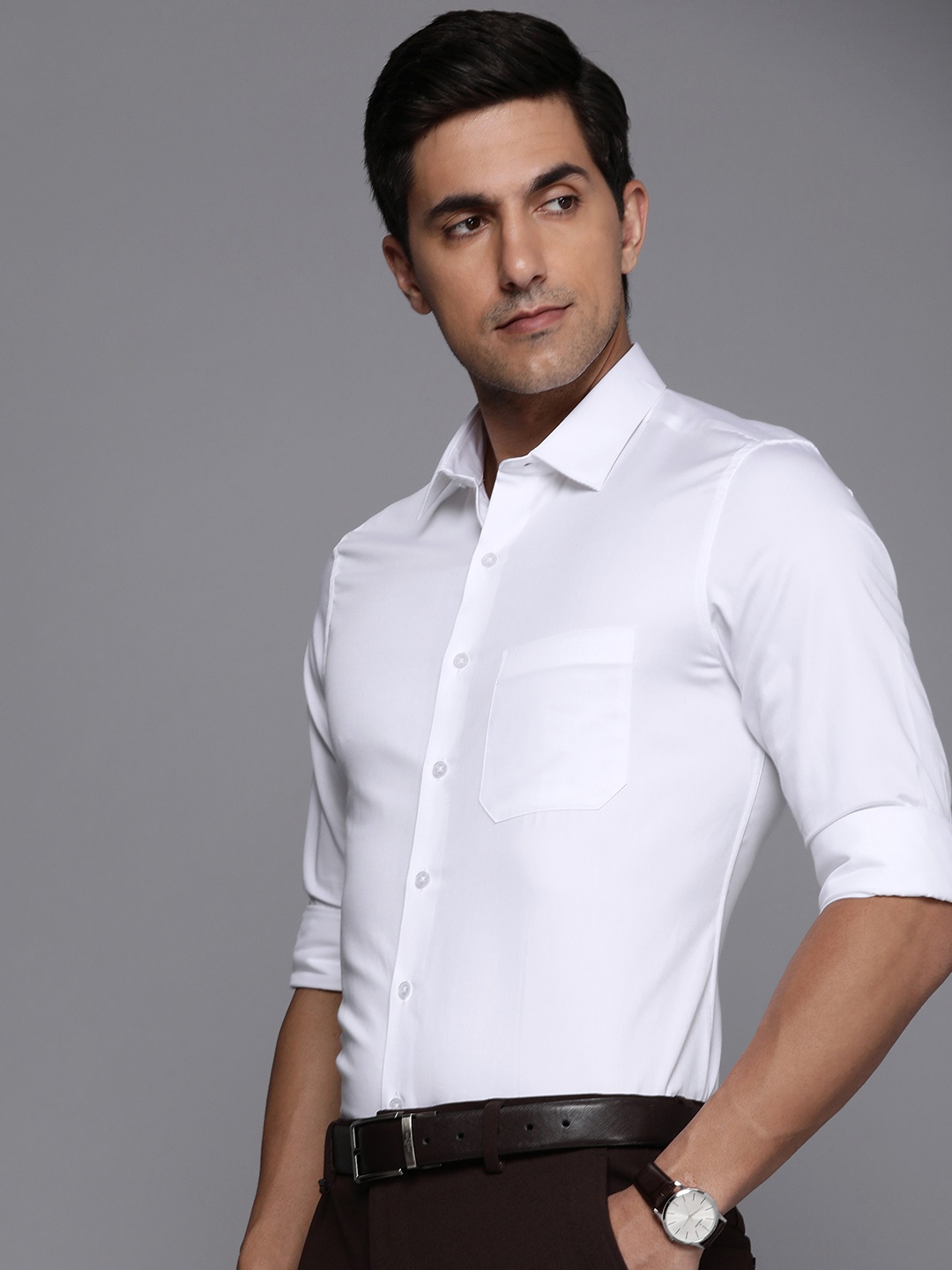 

Louis Philippe Men Pure Cotton Slim Fit Formal Shirt, White