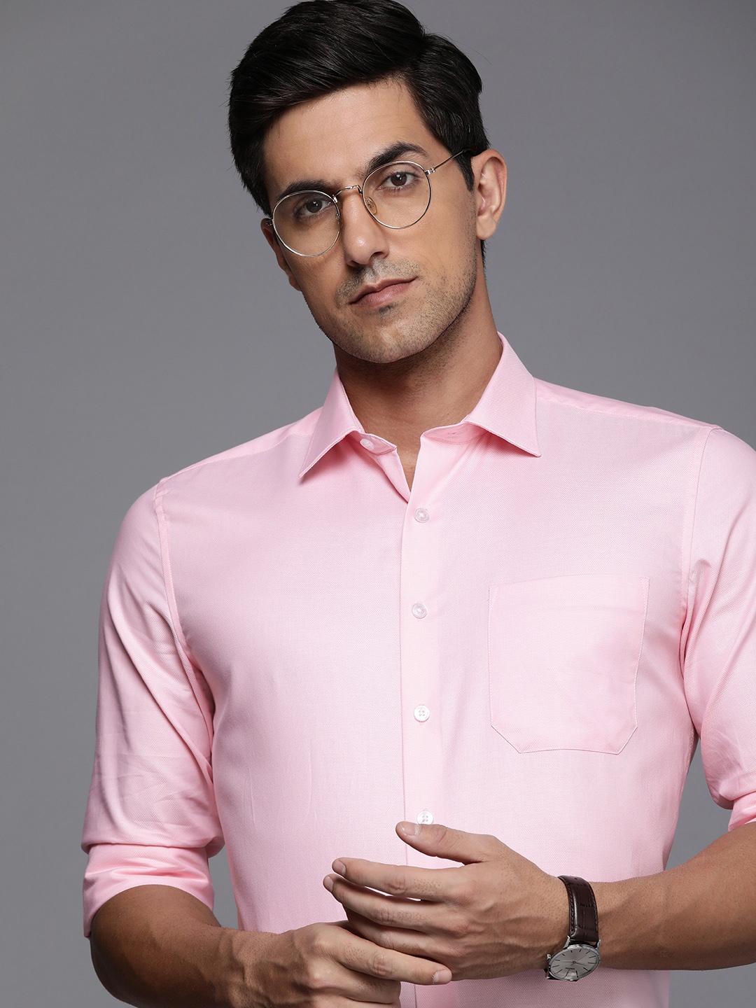 

Louis Philippe Men Pure Cotton Slim Fit Formal Shirt, Pink