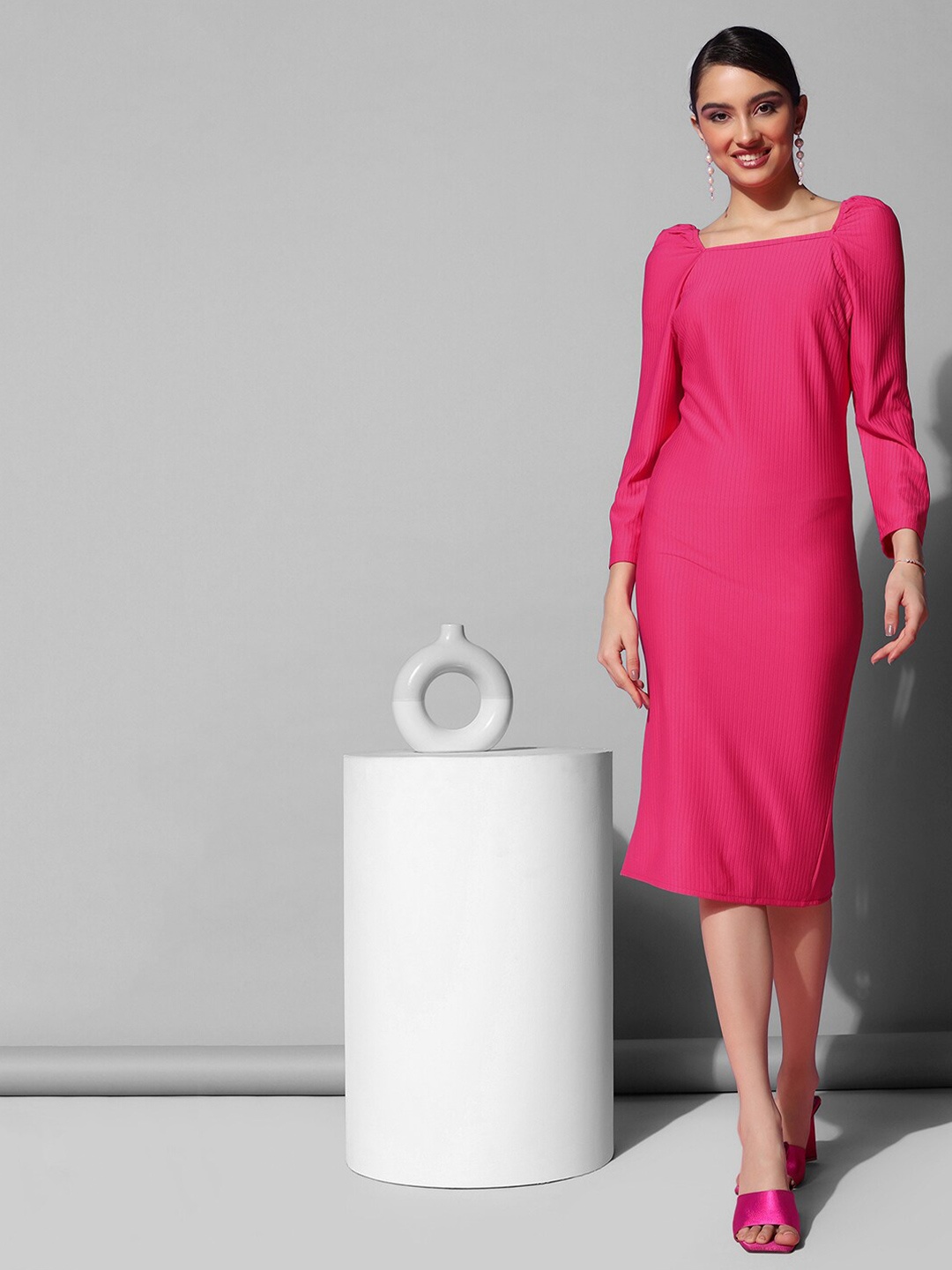 

Selvia Square Neck Sheath Dress, Pink