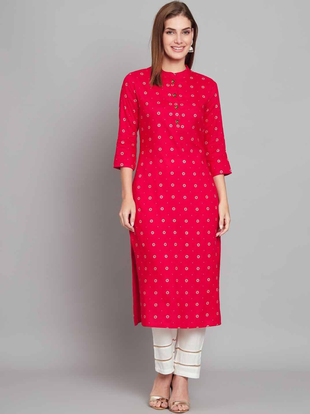 

Nehamta Floral Printed Straight Kurta with Palazzos, Pink
