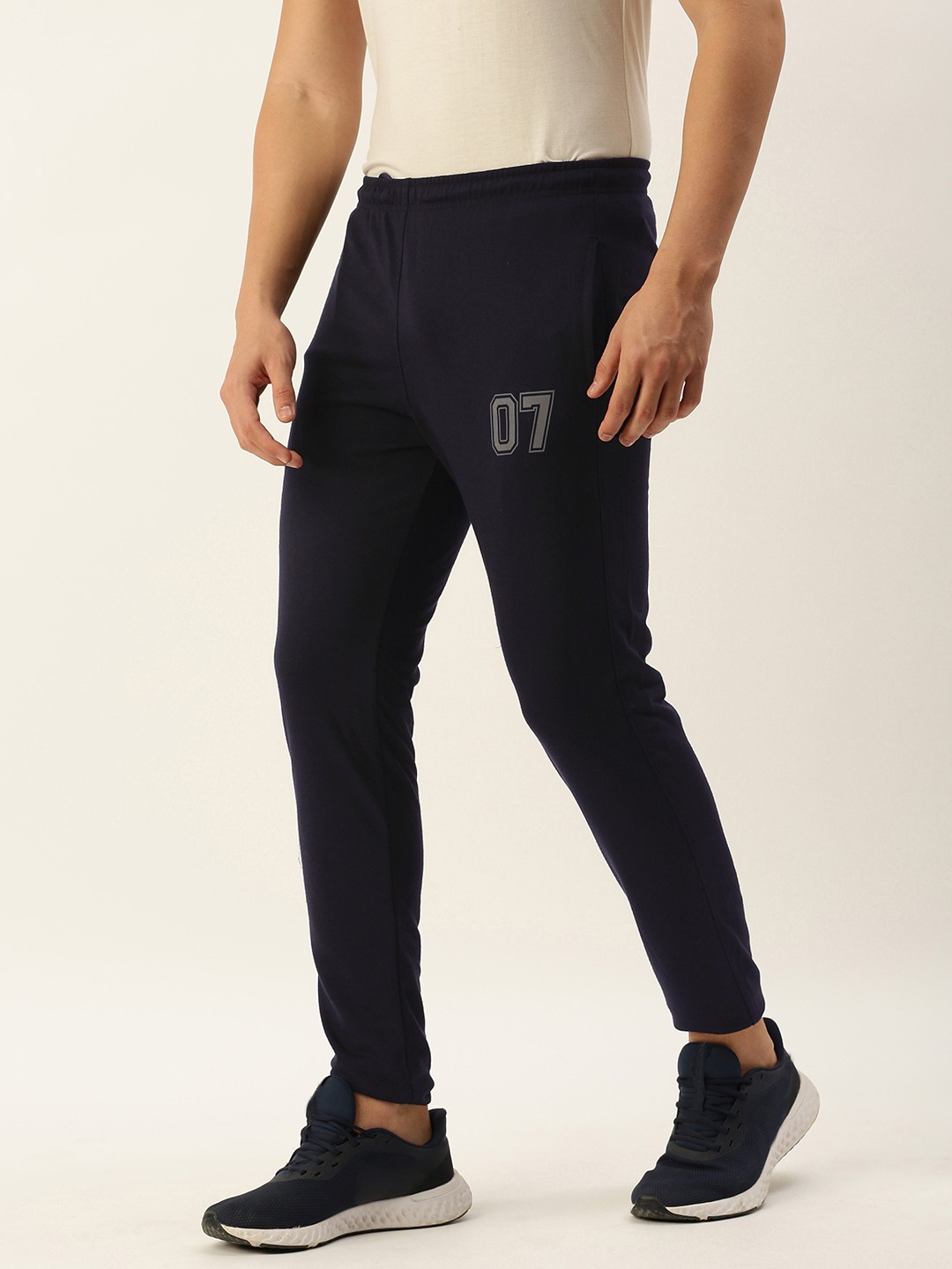 Sports52 wear Men Brand Logo Printed Slim Fit Training Track Pants, Navy blue