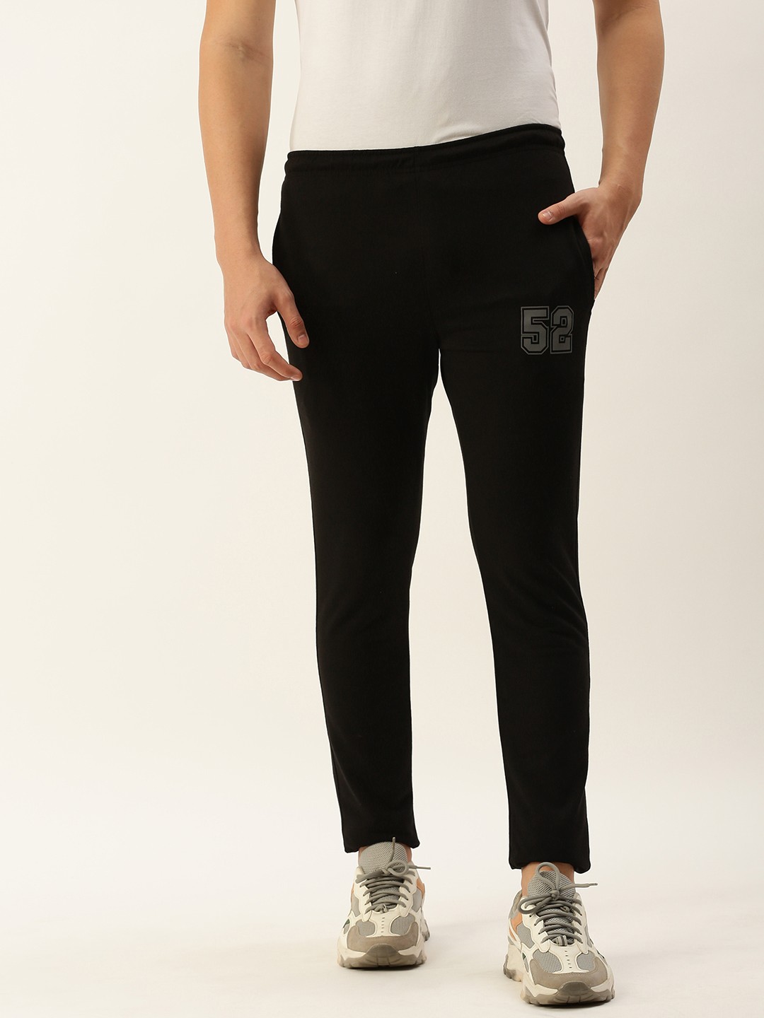 

Sports52 wear Men Brand Logo Printed Slim Fit Training Track Pants, Black