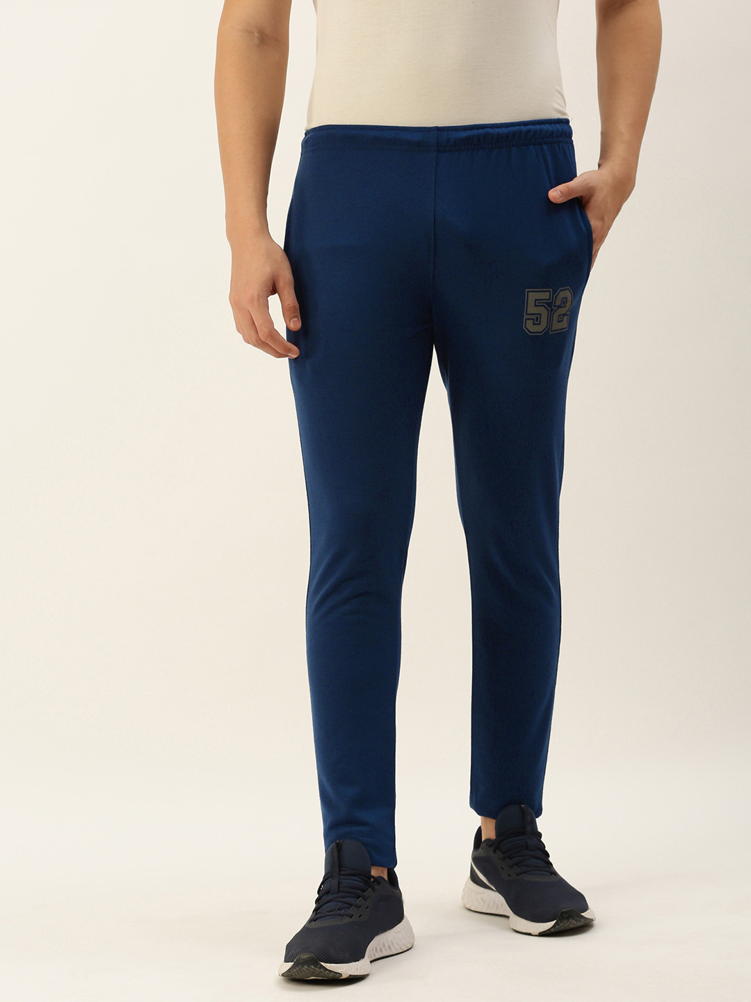 

Sports52 wear Men Mid Rise Cotton Slim Fit Training Or Gym Track pants, Navy blue