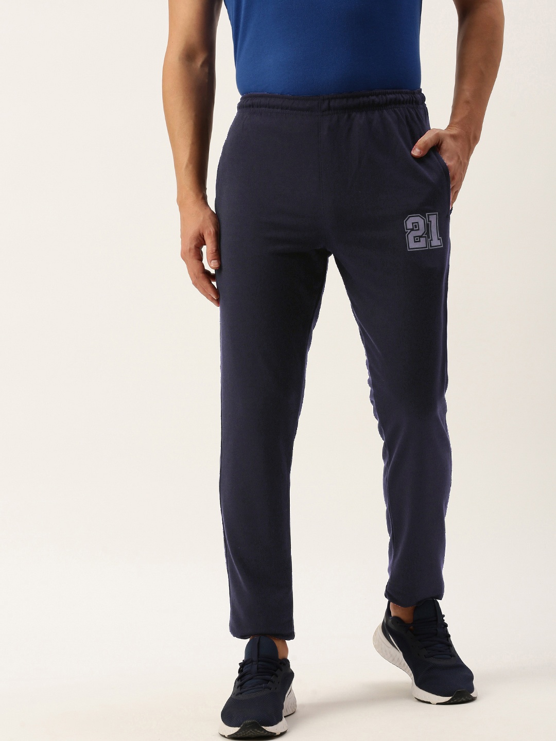 

Sports52 wear Men Mid Rise Slim Fit Training Or Gym Track Pants, Navy blue