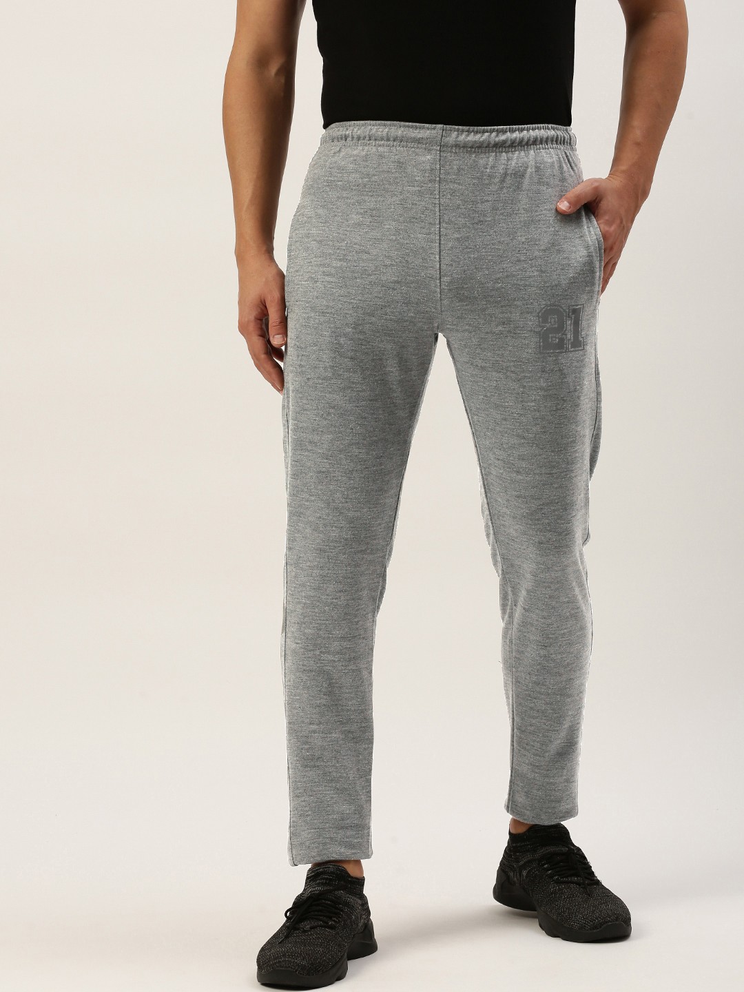 

Sports52 wear Men Mid Rise Slim Fit Training Or Gym Track Pants, Grey melange