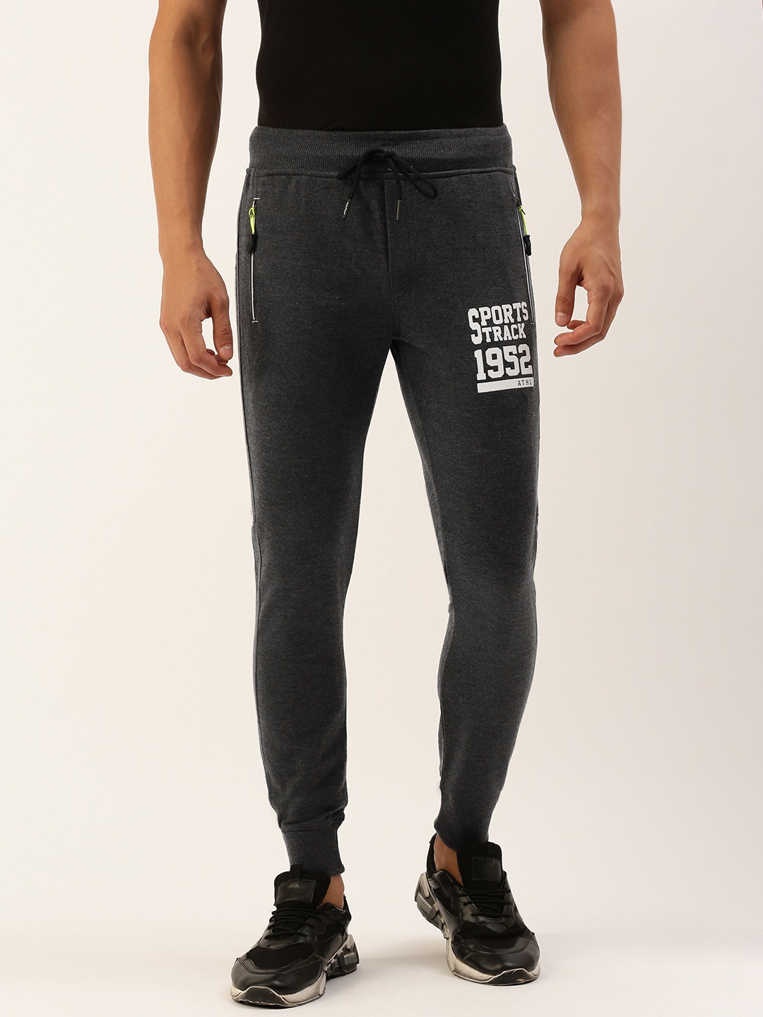 

Sports52 wear Men Slim Fit Mid-Rise Cotton Training Or Gym Joggers, Charcoal