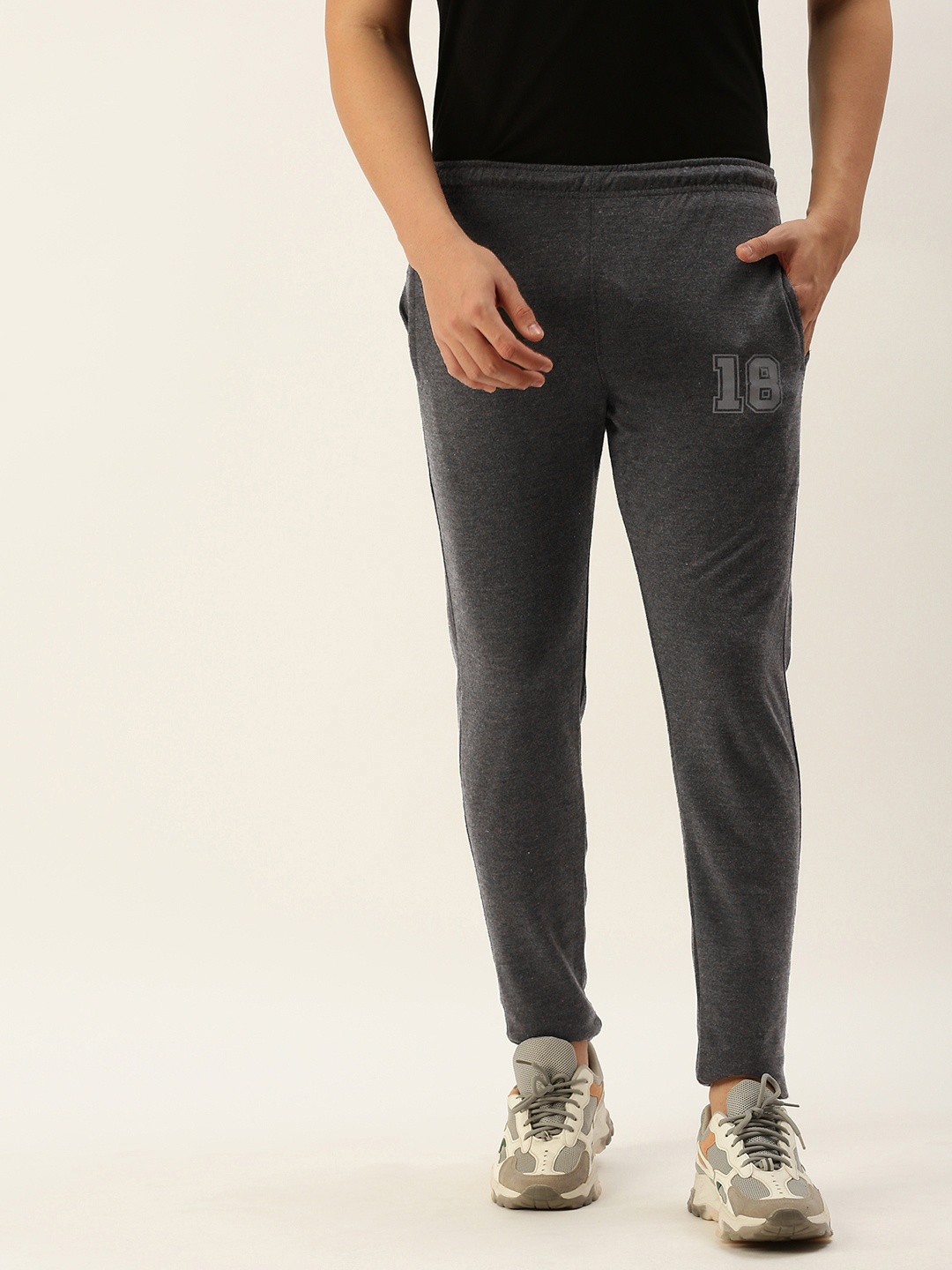 

Sports52 wear Men Solid Slim Fit Mid Rise Training Or Gym Track Pants, Grey melange