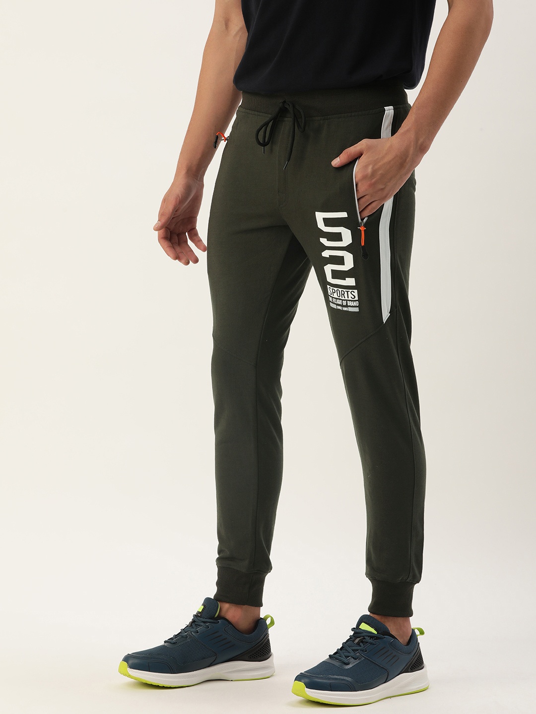 

Sports52 wear Men Slim Fit Brand Logo Printed Joggers, Olive