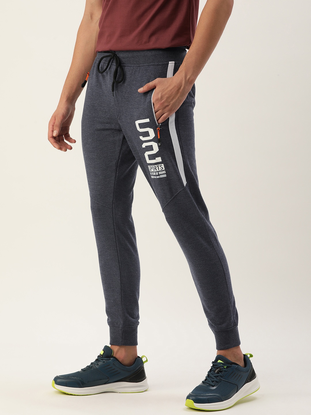 

Sports52 wear Men Slim Fit Brand Logo Printed Joggers, Navy blue