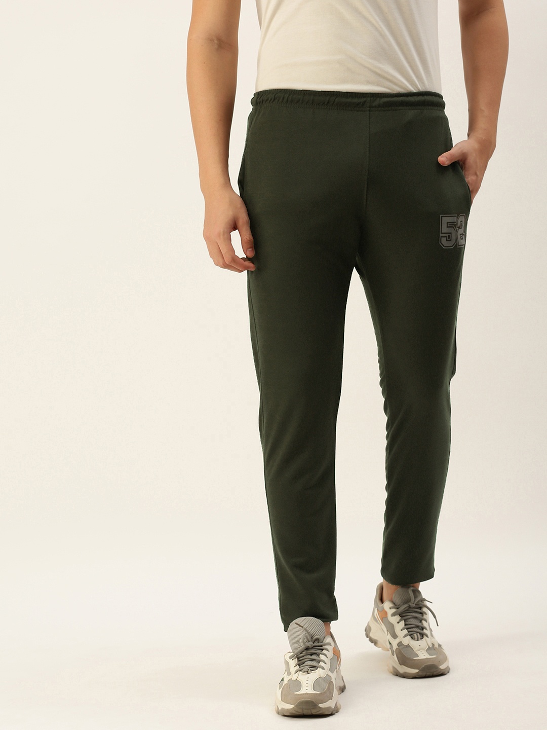 

Sports52 wear Men Slim Fit Varsity Printed Cotton Track Pants, Brown