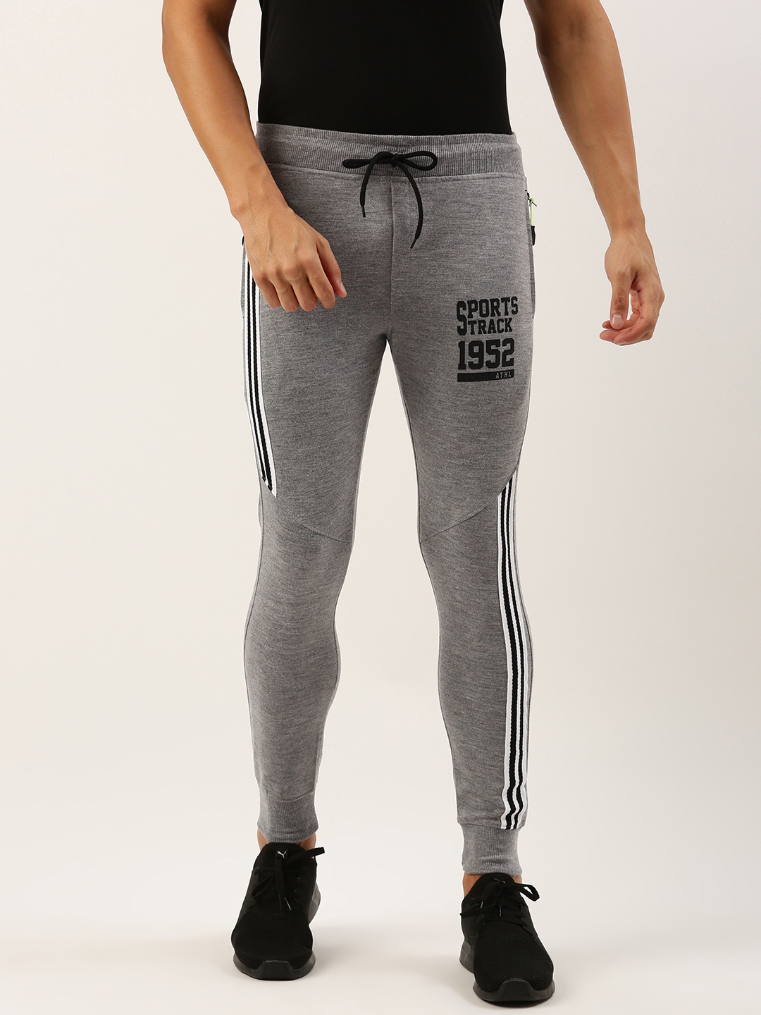 

Sports52 wear Men Cotton Slim Fit Training Joggers, Grey melange