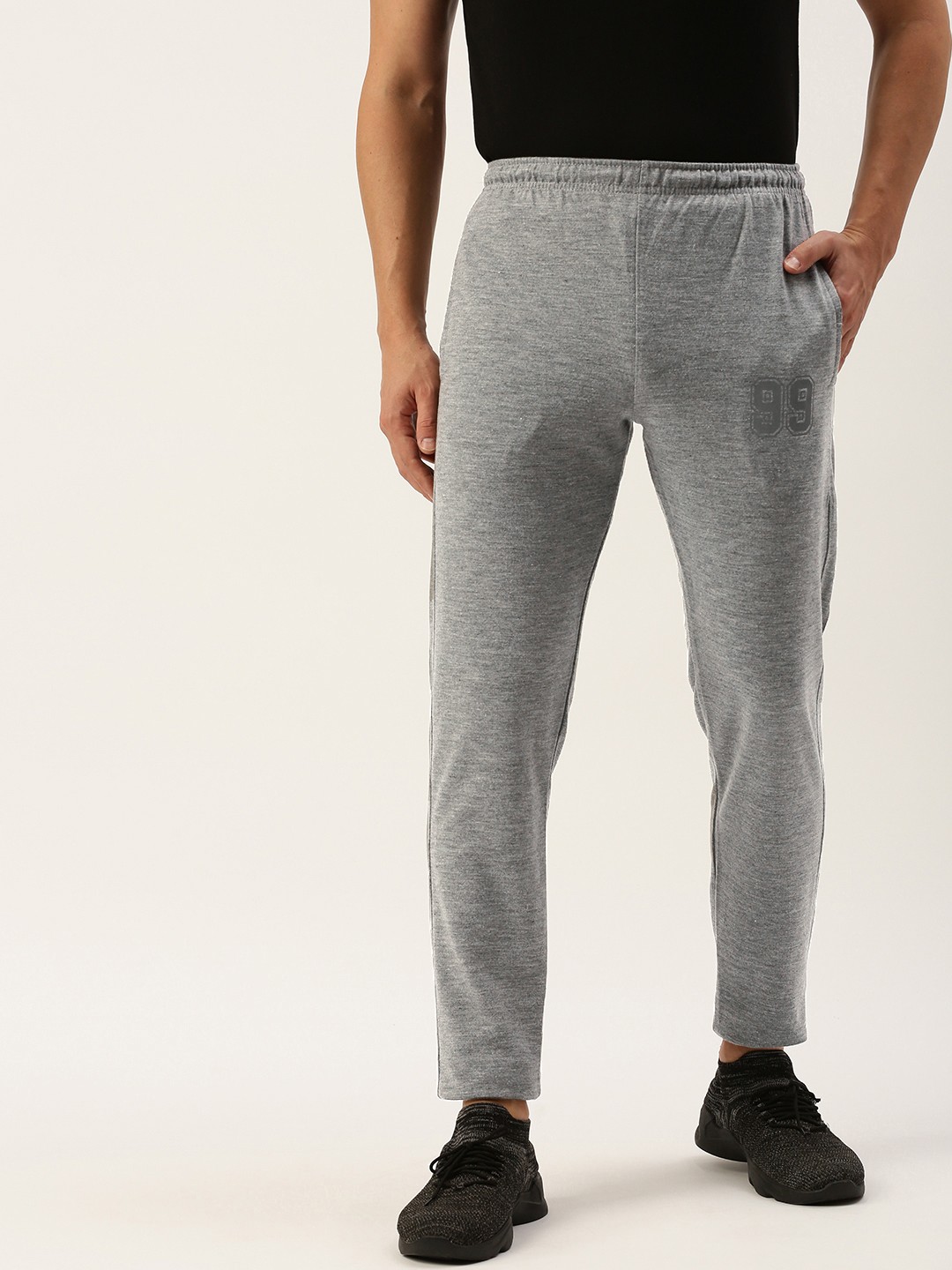

Sports52 wear Men Mid Rise Slim Fit Training Or Gym Track Pants, Grey melange