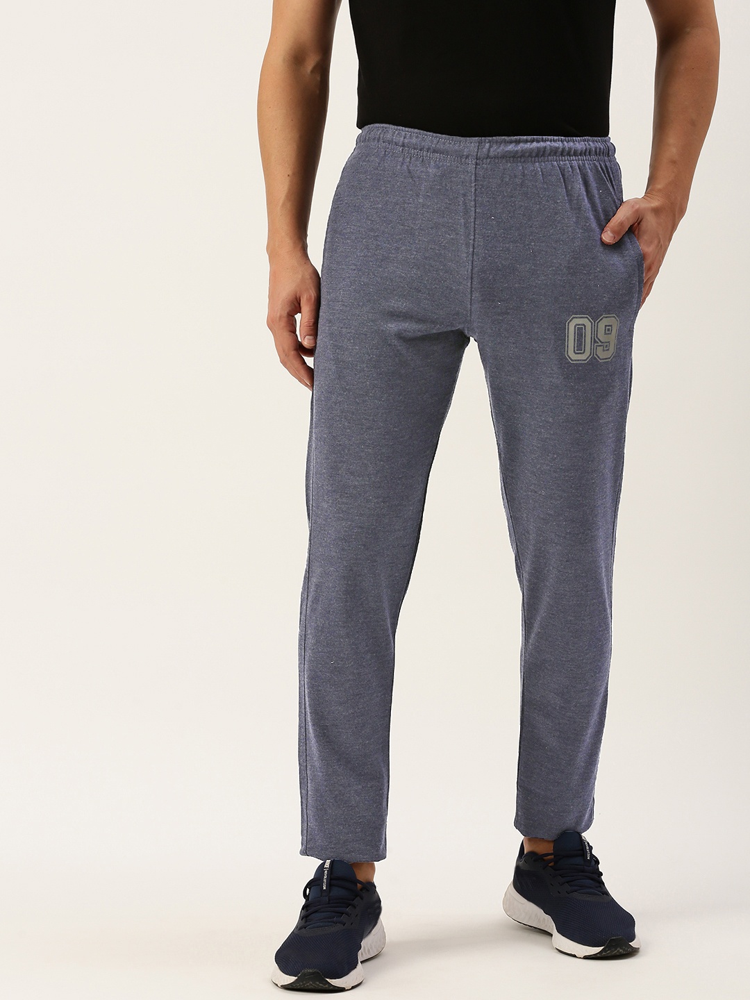 

Sports52 wear Men Solid Slim Fit Mid-Rise Knitted Cotton Training Or Gym Track Pants, Blue